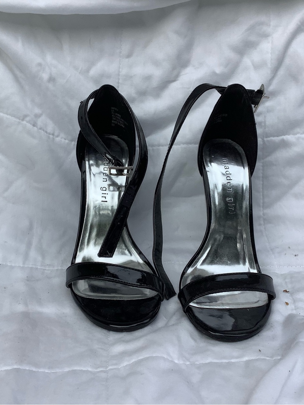 Madden Girl Black Patent Open-Toe Ankle-Strap Heels